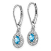 Sterling Silver Rhodium-plated Diam. and Blue Topaz Earrings