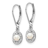Sterling Silver Rhodium-plated Diam. and FW Cultured Pearl Earrings