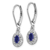 Sterling Silver Rhodium-plated Diam. and Created Sapphire Earrings