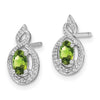 Sterling Silver Rhodium-plated Peridot and Diam. Earrings