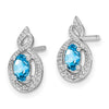Sterling Silver Rhodium-plated Light Swiss Blue Topaz and Diam. Earrings
