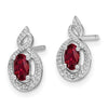 Sterling Silver Rhodium-plated Synthetic Ruby and Diam. Earrings