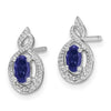 Sterling Silver Rhodium-plated Created Sapphire and Diam. Earrings