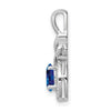 Sterling Silver Rhodium-plated Created Sapphire and Diam. Pendant w/ 18 chain + extender