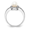 Cultured Pearl Ring With Tiny Diamond