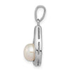 Sterling Silver Rhodium 6mm FW Cltrd Pearl and Diamond Teardrop Pendant w/ 18 chain + extender