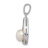 Sterling Silver Rhodium-plated 6mm Freshwater Cultured Pearl and Diamond Teardrop Pendant w/ 18 chain + extender