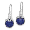 Sterling Silver Rhodium-plated Lapis Lazuli with Leaf Accent Dangle Earrings