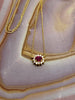 14kt Ruby and Diamond Halo Station Necklace