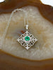14kt Vintage Inspired Emerald and Diamond Accent Necklace