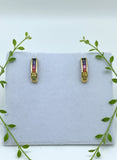 gold earrings with rainbow sapphires