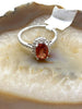 14kt Orange-Red Sapphire Ring with Diamond Halo