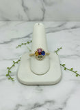Yellow gold ring with multicolored sapphires
