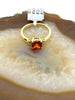 14kt Cushion Lab-grown Padparadscha Sapphire Ring with Diamond Accents