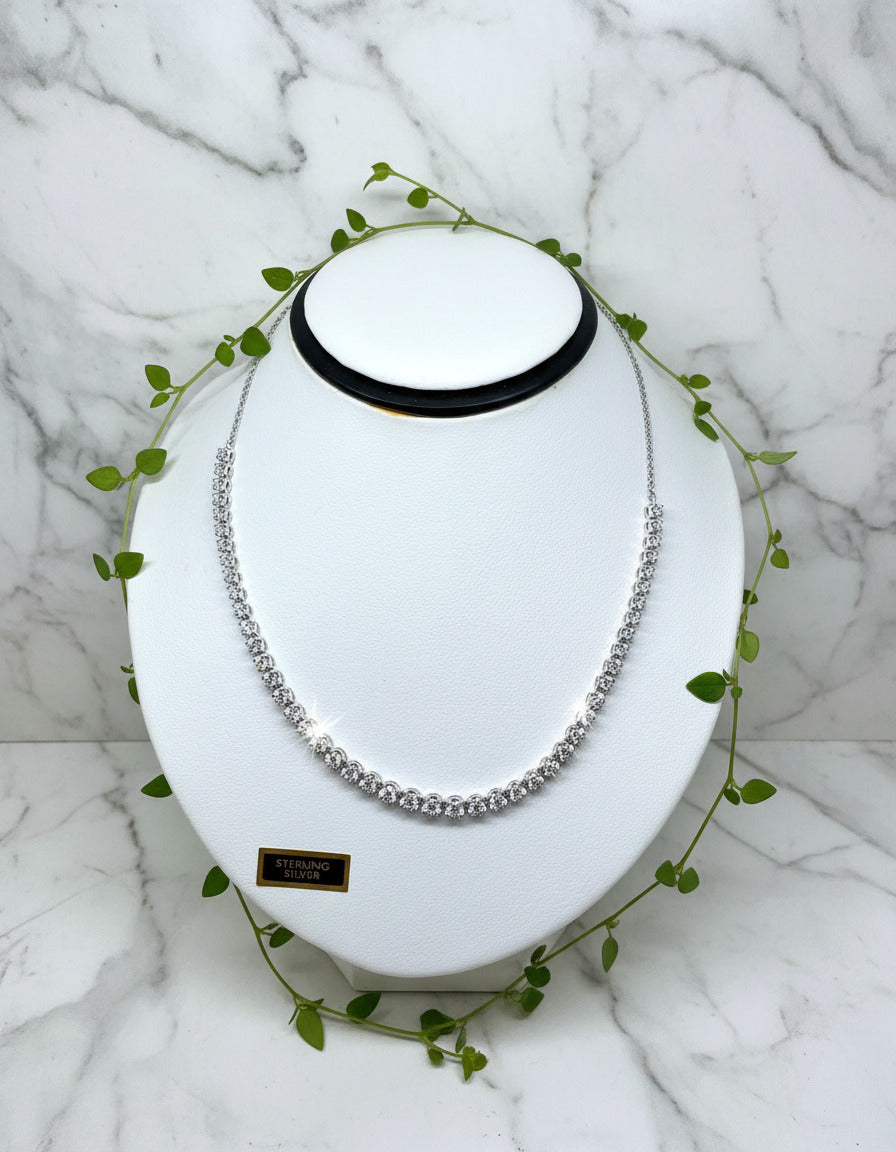 sterling silver tennis-style necklace with lab-grown diamonds