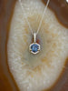 14kt Blue Spinel and Diamond Halo Necklace