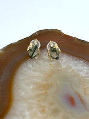 14kt Moss Agate Stud Earrings