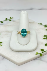 14kt Lab-Grown Green Paraiba Garnet Ring