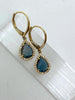 14kt Pear-cut London Blue Topaz and Diamond Halo Earrings