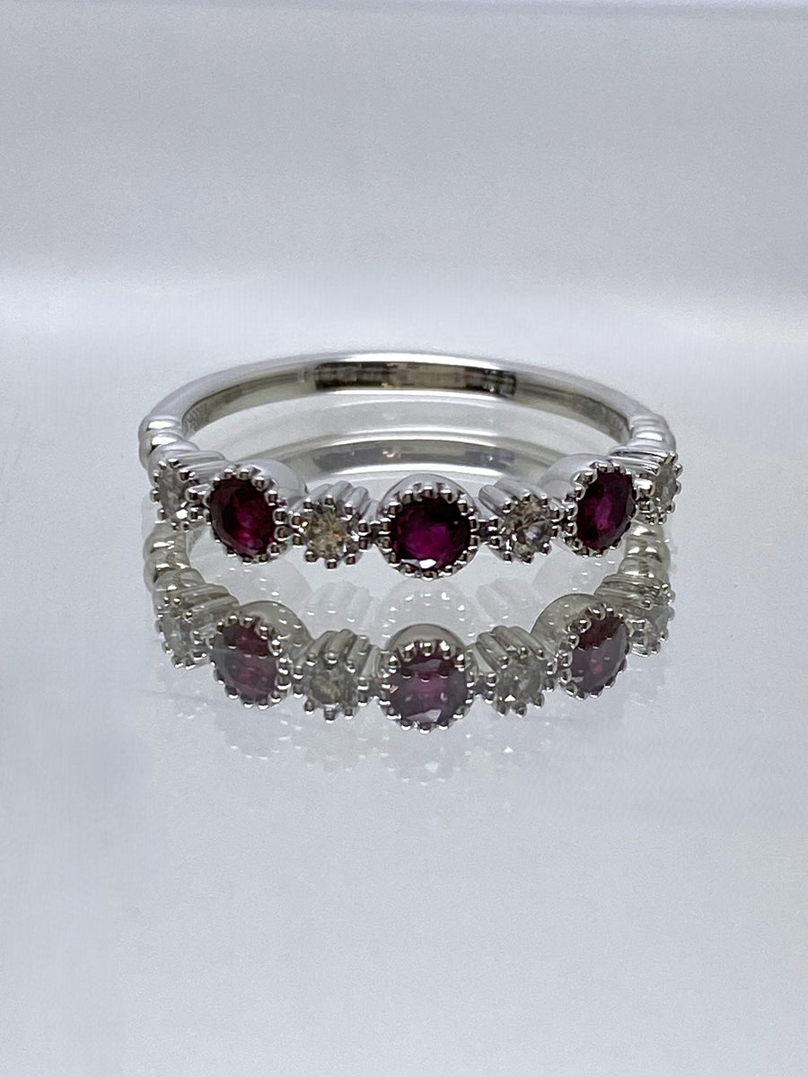 Platinum Anniversary-style Ruby & Diamond Ring – Stokes Jewelry
