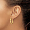 10K Yellow Gold Textured Oval Hoop Earrings