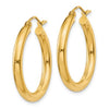 10K Polished 3mm Tube Hoop Earrings