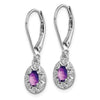 Sterling Silver Rhodium-plated Diam. and Amethyst Earrings