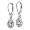 Sterling Silver Rhodium-plated Diam. and Aquamarine Earrings