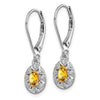 Sterling Silver Rhodium-plated Diam. and Citrine Earrings