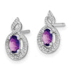 Sterling Silver Rhodium-plated Amethyst and Diam. Earrings