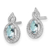 Sterling Silver Rhodium-plated Aquamarine and Diam. Earrings