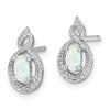 Sterling Silver Rhodium-plated Created Opal and Diam. Earrings