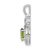 Sterling Silver Rhodium-plated Peridot and Diam. Pendant w/ 18 chain + extender