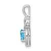 Sterling Silver Rhodium-plated Swiss Blue Topaz and Diam. Pendant w/ 18 chain + extender