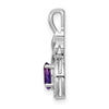 Sterling Silver Rhodium-plated Amethyst and Diam. Pendant w/ 18 chain + extender