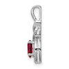 Sterling Silver Rhodium-plated Created Ruby and Diam. Pendant w/ 18 chain + extender