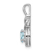 Sterling Silver Rhodium-plated Aquamarine and Diam. Pendant w/ 18 chain + extender
