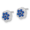 Sterling Silver Rhodium Sapphire and Diamond Post Earrings