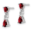 Sterling Silver Rhodium Pear Garnet and Diamond Post Earrings