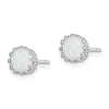 Sterling Silver Rhodium-plated 6mm Polished Created Opal Post Earrings
