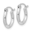 Sterling Silver Rhodium-plated 2mm Round Hoop Earrings 12mm