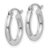 Sterling Silver Rhodium-plated 2.5mm Round Hoop Earrings 15mm
