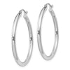 Sterling Silver Rhodium-plated 2.5mm Round Hoop Earrings 34mm