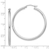 Sterling Silver Rhodium-plated 2.5mm Round Hoop Earrings 40mm