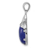 Sterling Silver Rhodium-plated Lapis Lazuli Pendant w/ 18 chain + extender