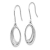 White Ice Sterling Silver Rhodium-plated Open Oval Diamond Shepherd Hook Dangle Earrings
