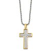 Chisel Stainless Steel Polished Laser Cut Center Yellow IP-plated Moveable Cross Pendant on 22 inch Rope Chain Necklace