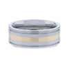 LAZIO 14k Gold Inlay with Grooved Edges Tungsten Polished Band