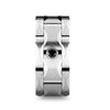 SAINT Tungsten Wedding Band with Grooves & Black Diamond