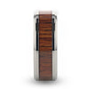 KOAN Titanium Polished Finish Koa Wood Ring with Beveled Edges
